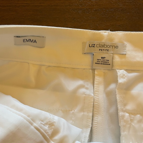 NEW Liz Claiborne 8P White Cropped Dress Pants - Picture 5 of 7